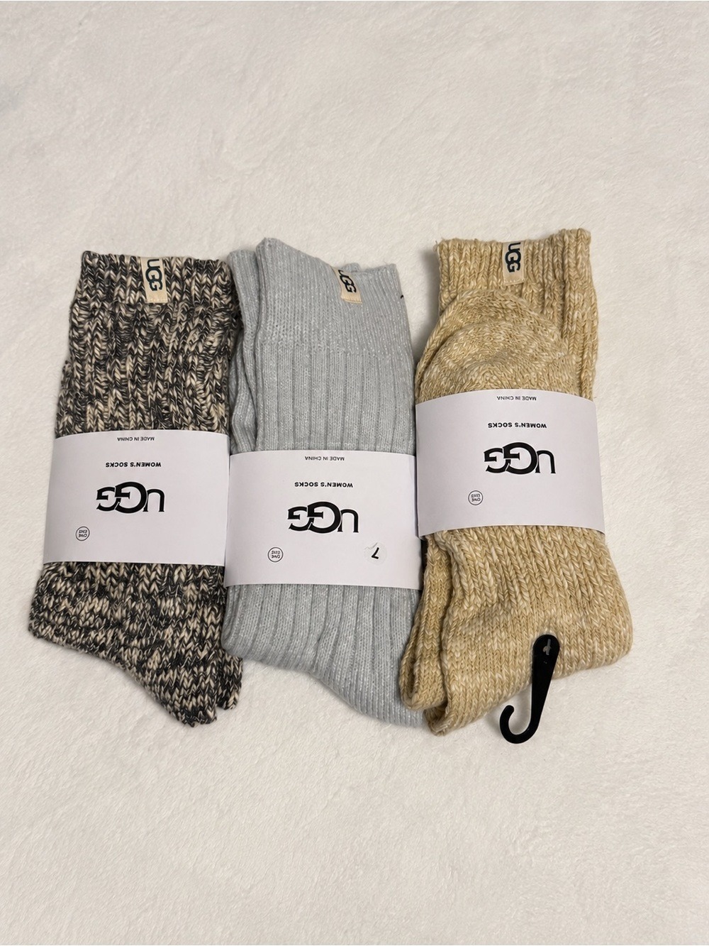 UGG Men's Crew Socks - Marled Black, Light Gray, Tan